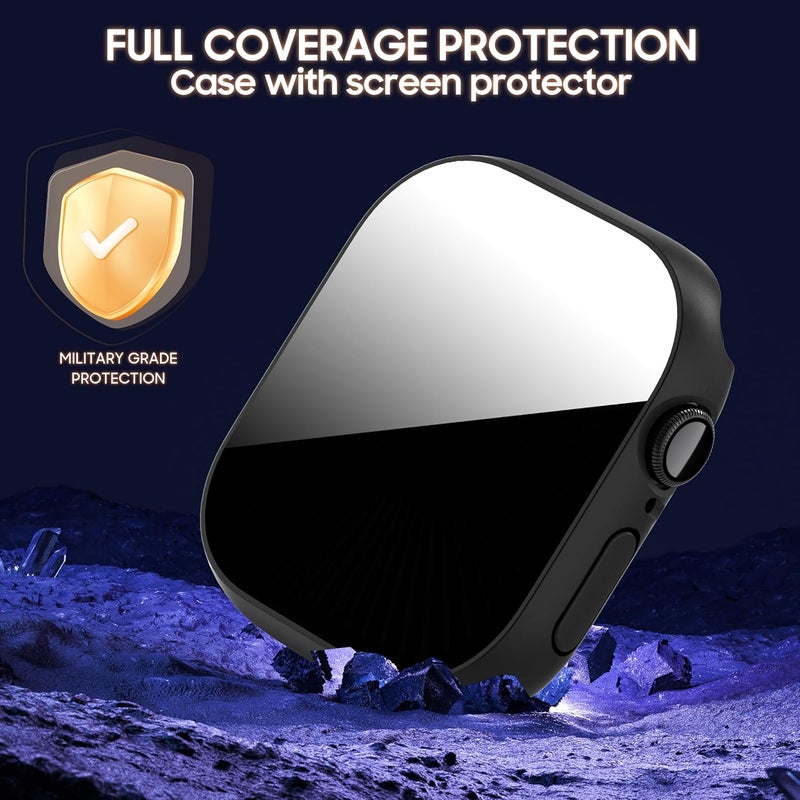 AIDOWU 3-Pack Privacy Case for Apple Watch Series 10/11 46mm, [Anti-Peeping] Ultra-Thin Tempered Glass Screen Protector Case Cover for iWatch Series 10/11 46mm - Image 2